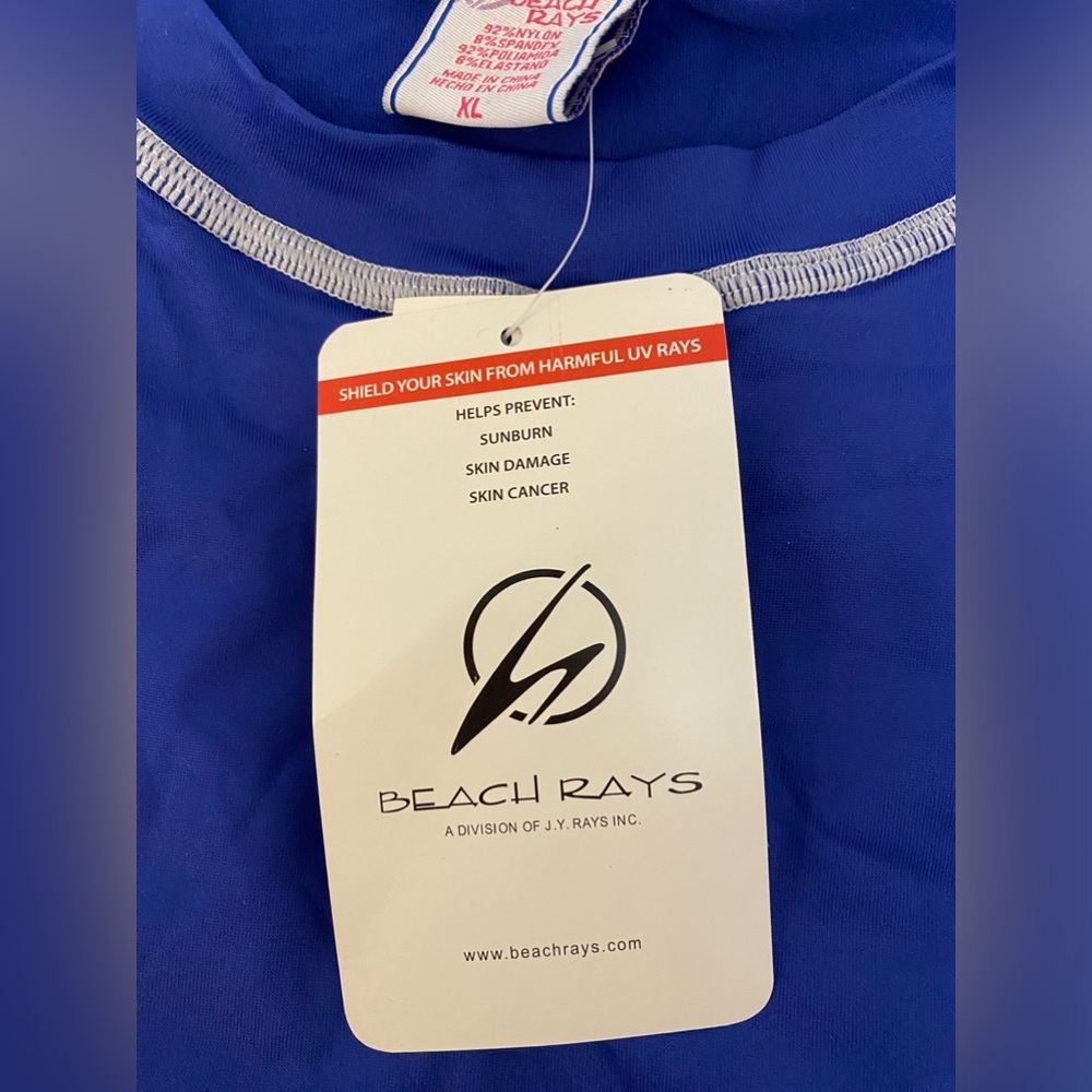 NWT Beach Rays Boys XL Authentic Surfwear Blue Top, UPF 50+ UV Safe, Rash Gaurd - Picture 3 of 3